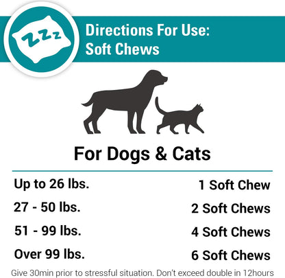 Stress Away Calming Supplement for Dogs and Cats - Soft Chew Anxiety Aid with Melatonin & Ginger (65 Soft Chews)