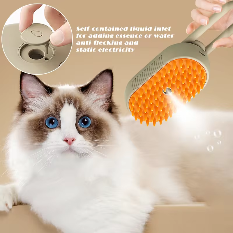 Cat Steam Brush - 3-in-1 Self-Cleaning Steamy Pet Brush