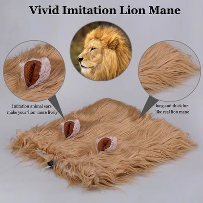 Lion Mane Wig for Dogs - Funny Furry Costume Accessory for Large Pets 